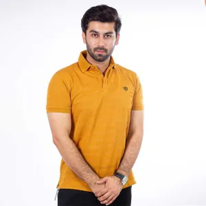 MEN'S MUSTARD TEXTURED POLO SHIRTS