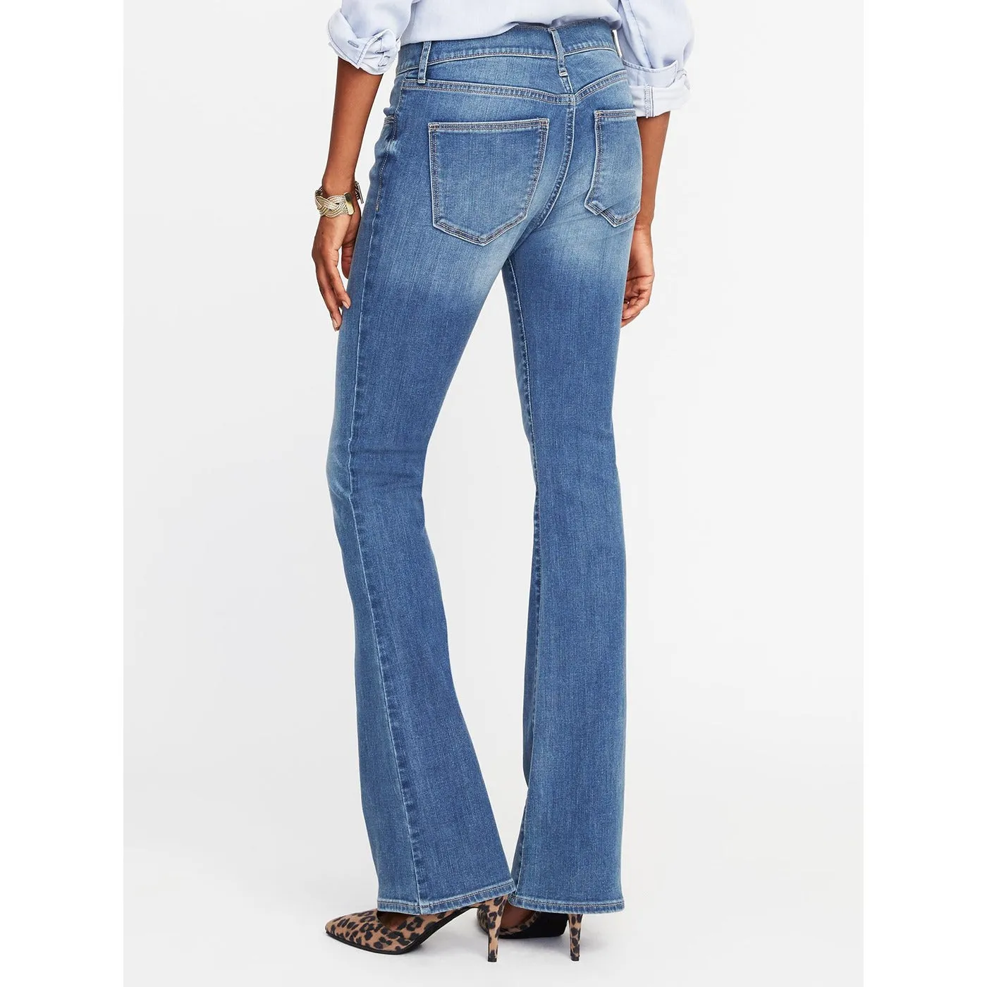 Mid Rise Blue Micro Flare Jeans