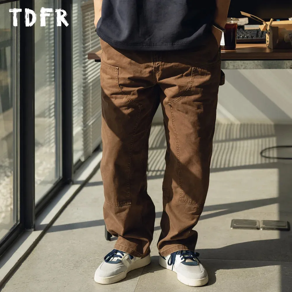 Multi-Pocket Cargo Pants - Washed Distressed Retro Loose Straight-leg