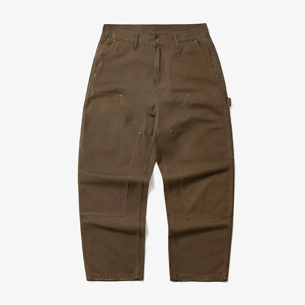 Multi-Pocket Cargo Pants - Washed Distressed Retro Loose Straight-leg