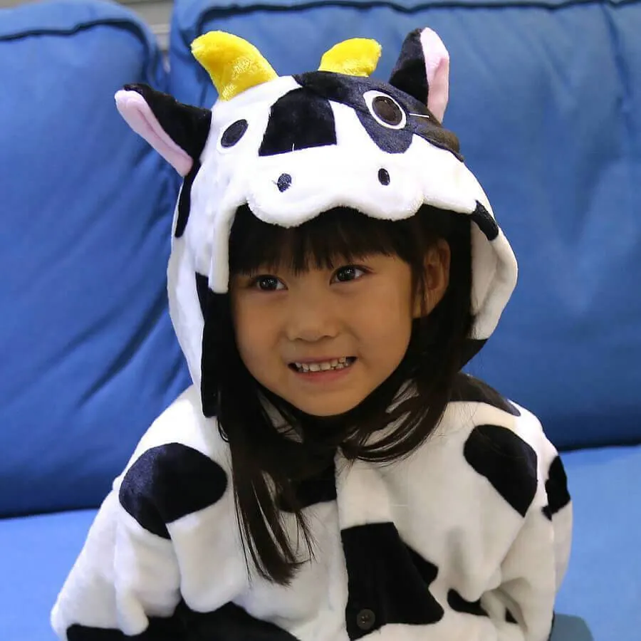 Onesies Hoodie Kids Cow Animal Costume Pajamas Kigurumi