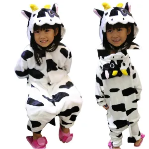 Onesies Hoodie Kids Cow Animal Costume Pajamas Kigurumi