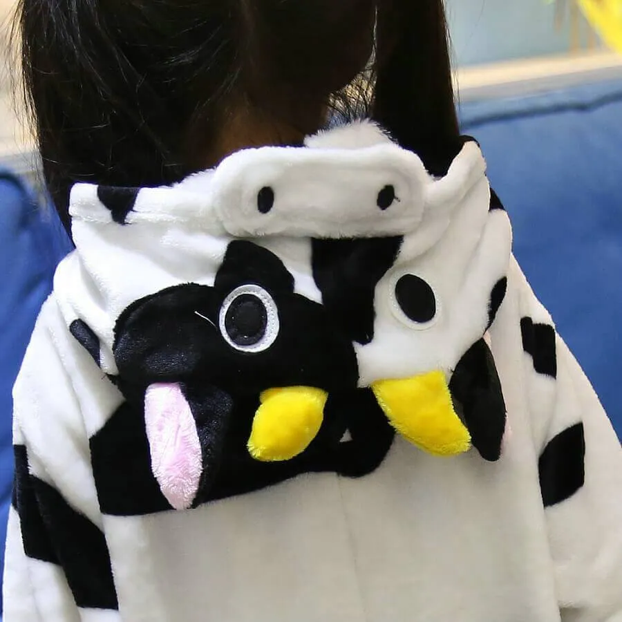 Onesies Hoodie Kids Cow Animal Costume Pajamas Kigurumi