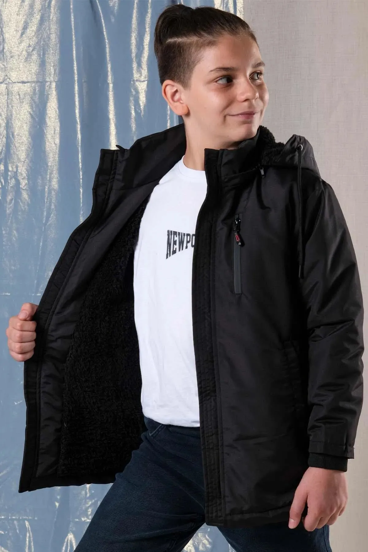 Pina Kids Boy's Black Thick Long Coat