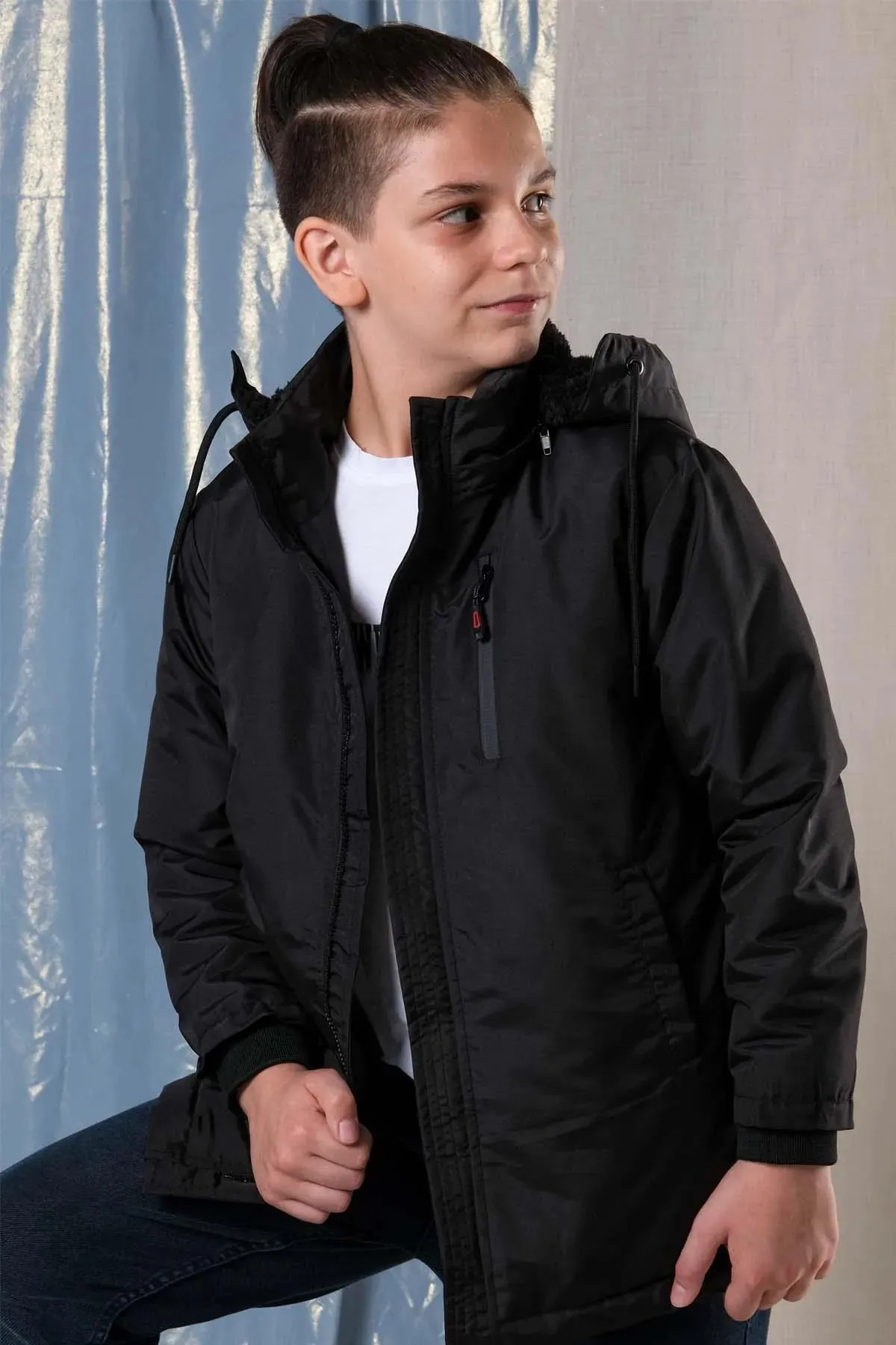 Pina Kids Boy's Black Thick Long Coat