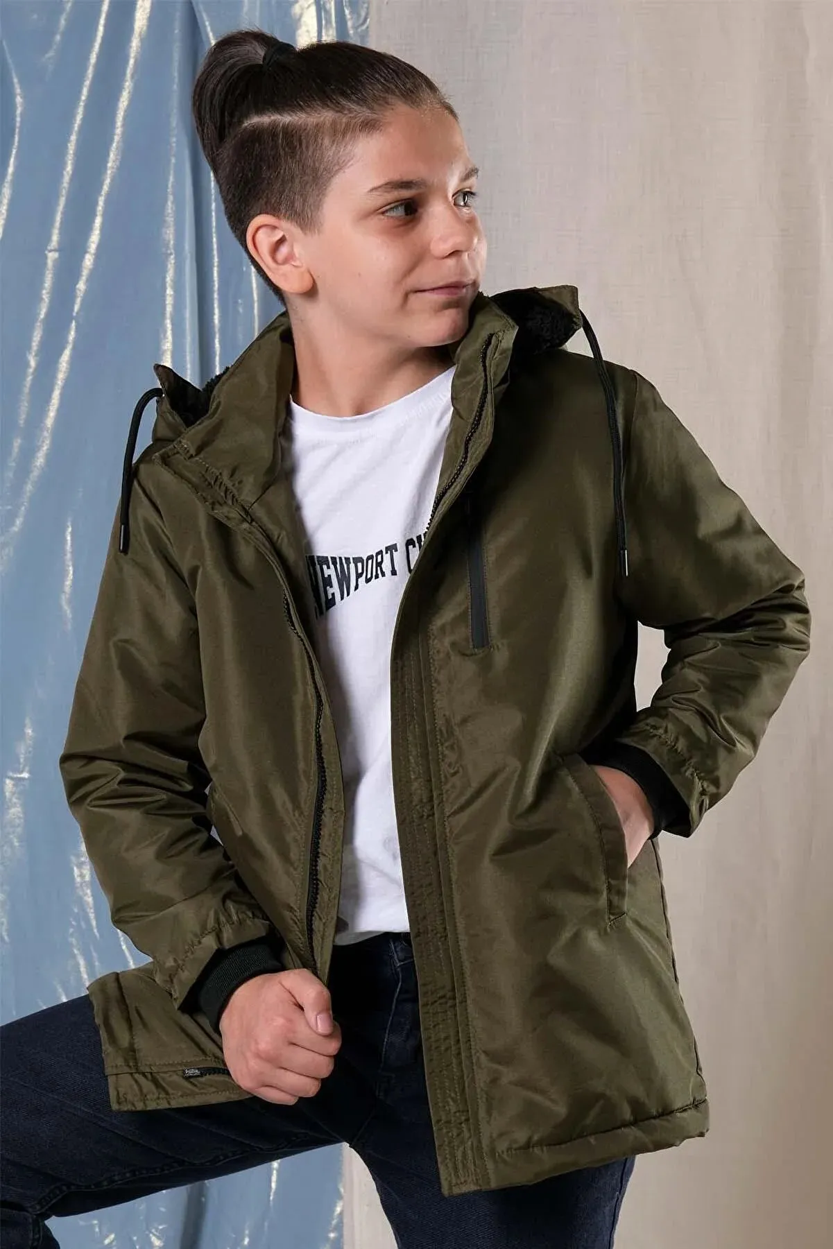 Pina Kids Boy's Khaki Thick Long Coat