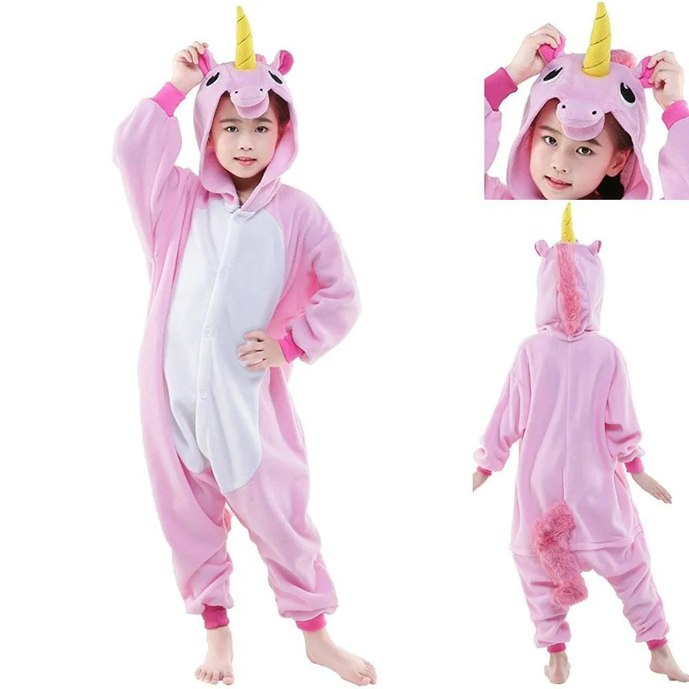 Pink Unicorn Kids kigrumi Onesie Animal Costume Pajamas