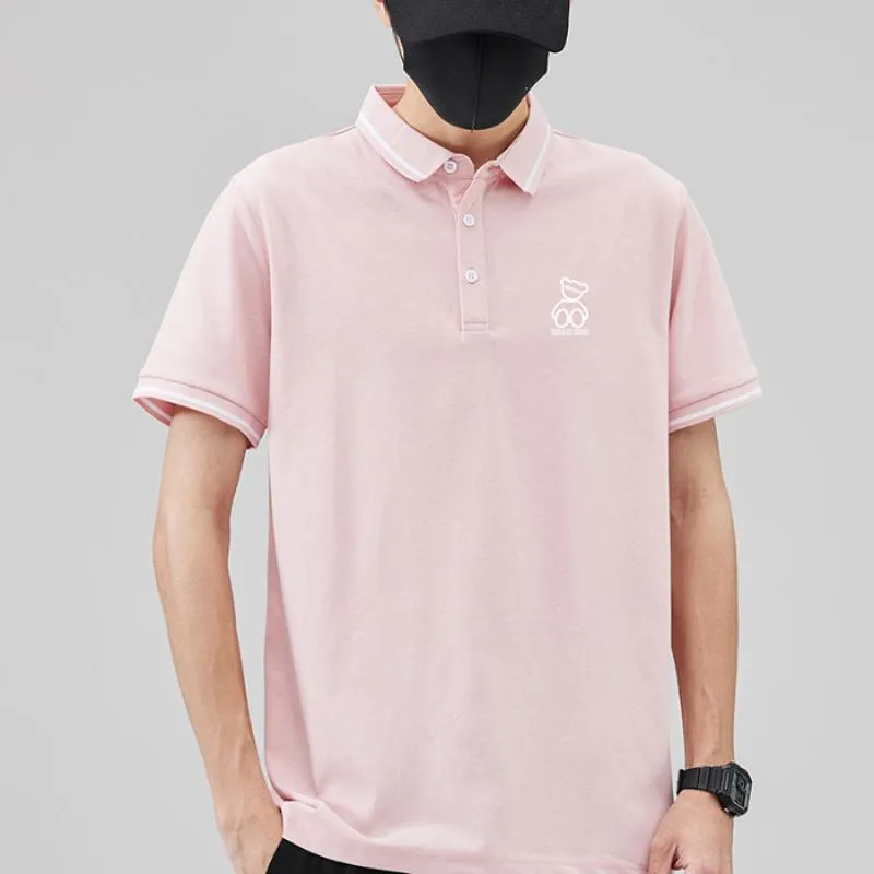 Pure Cotton Casual Lapel V-Neck Trendy Short Sleeve Polo Shirt