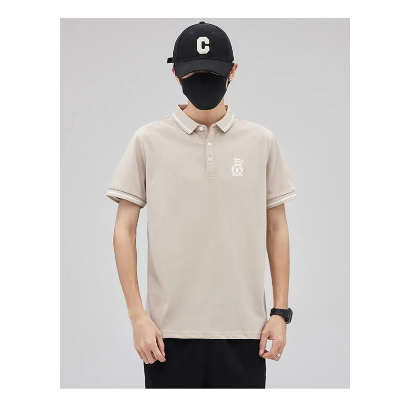 Pure Cotton Casual Lapel V-Neck Trendy Short Sleeve Polo Shirt