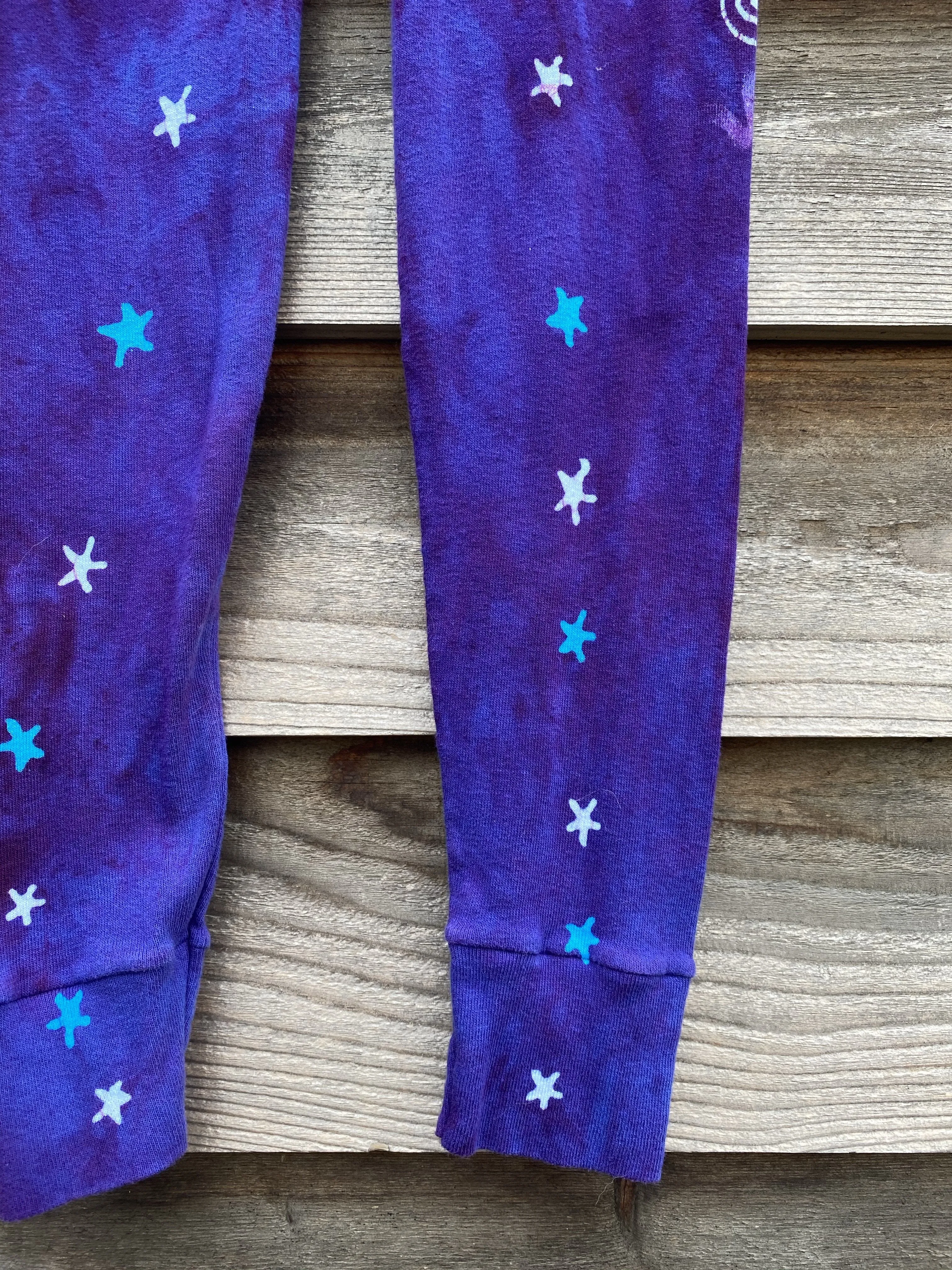 Purple Galaxy Crazy Stars PURE Cotton Batik Leggings - Size SMALL