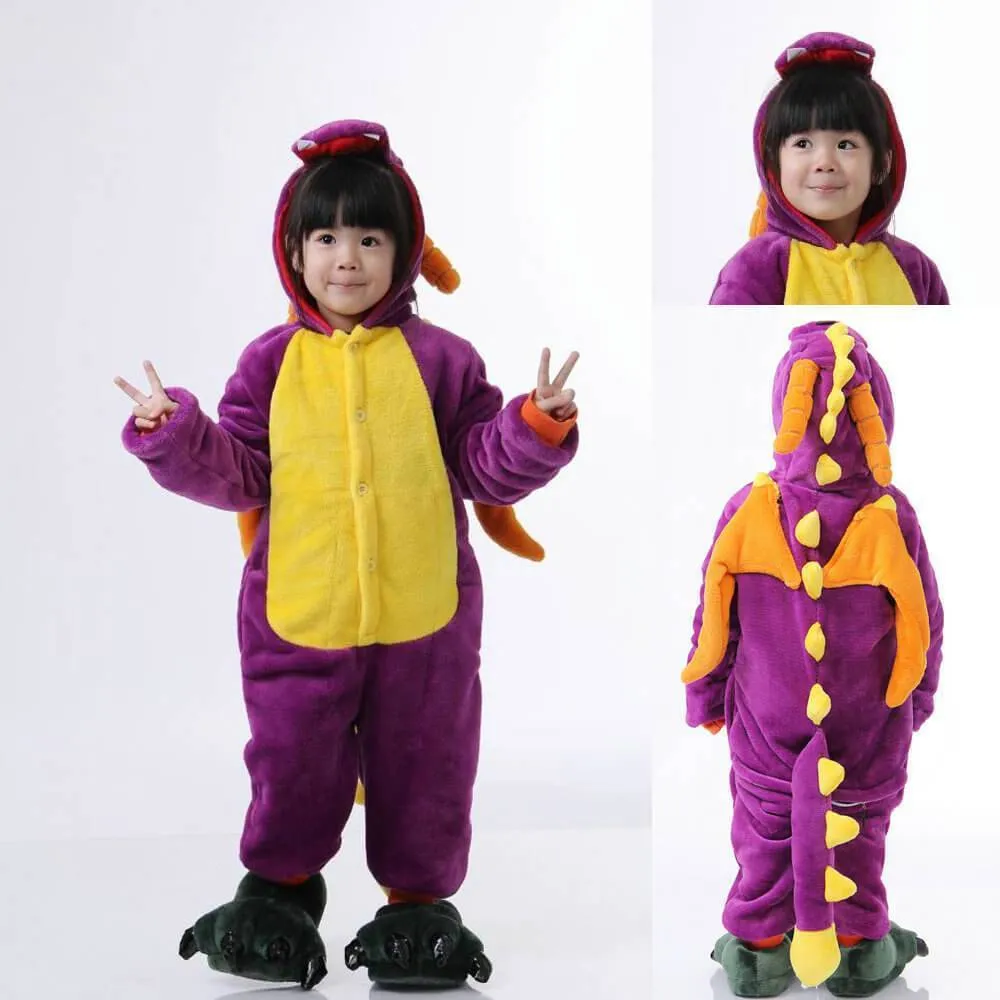 Purple Spyro The Dragon Kids Kigurumi Onesies Hoodie Pajamas