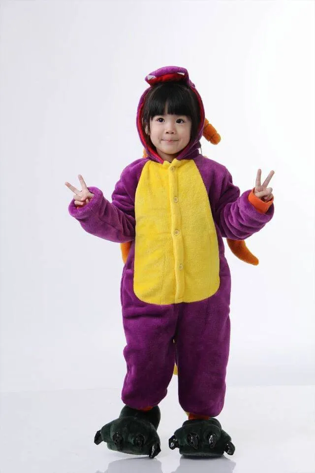 Purple Spyro The Dragon Kids Kigurumi Onesies Hoodie Pajamas