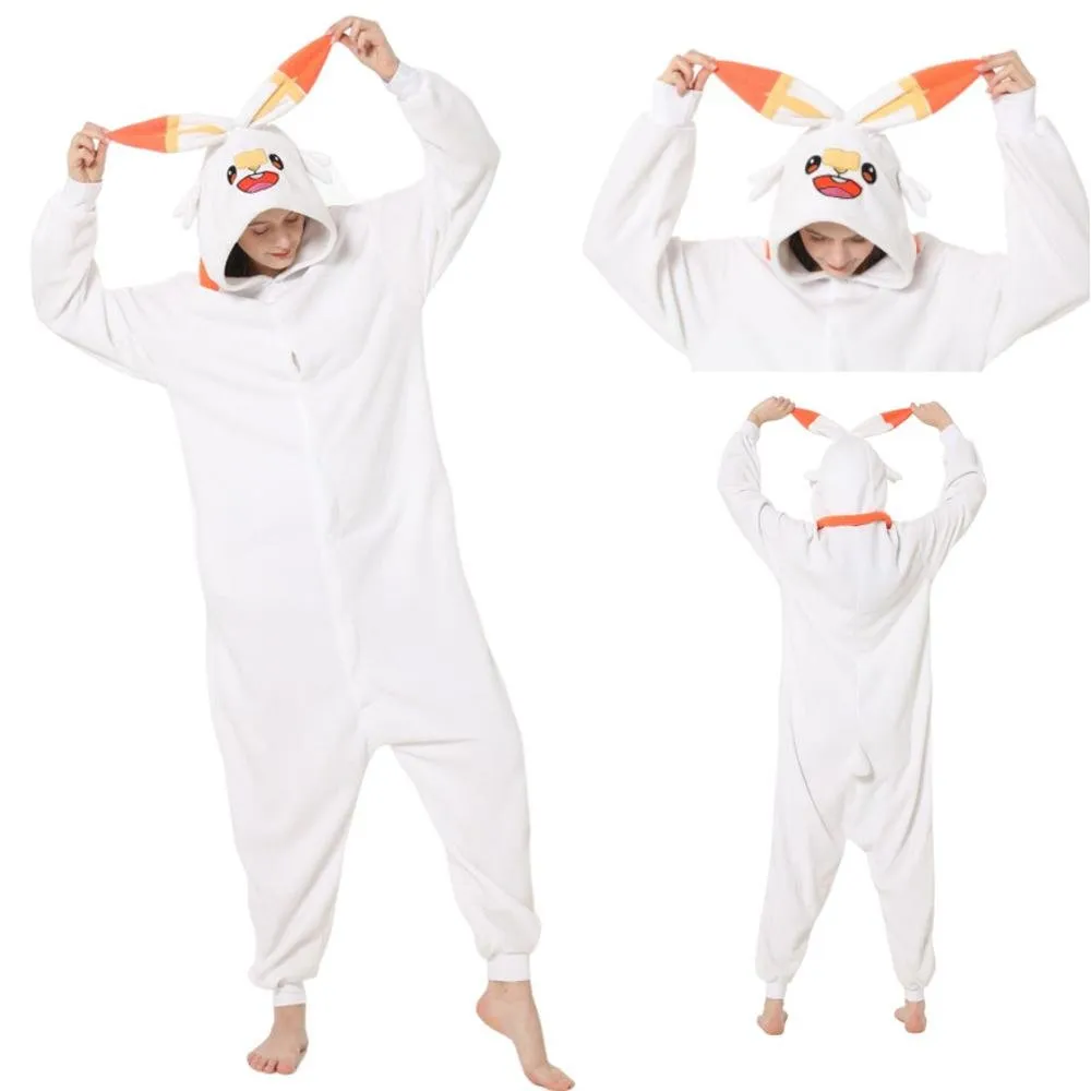 Scorbunny Kigurumi Onesies Anime Pokemon Pajamas Pyjamas Halloween Costume