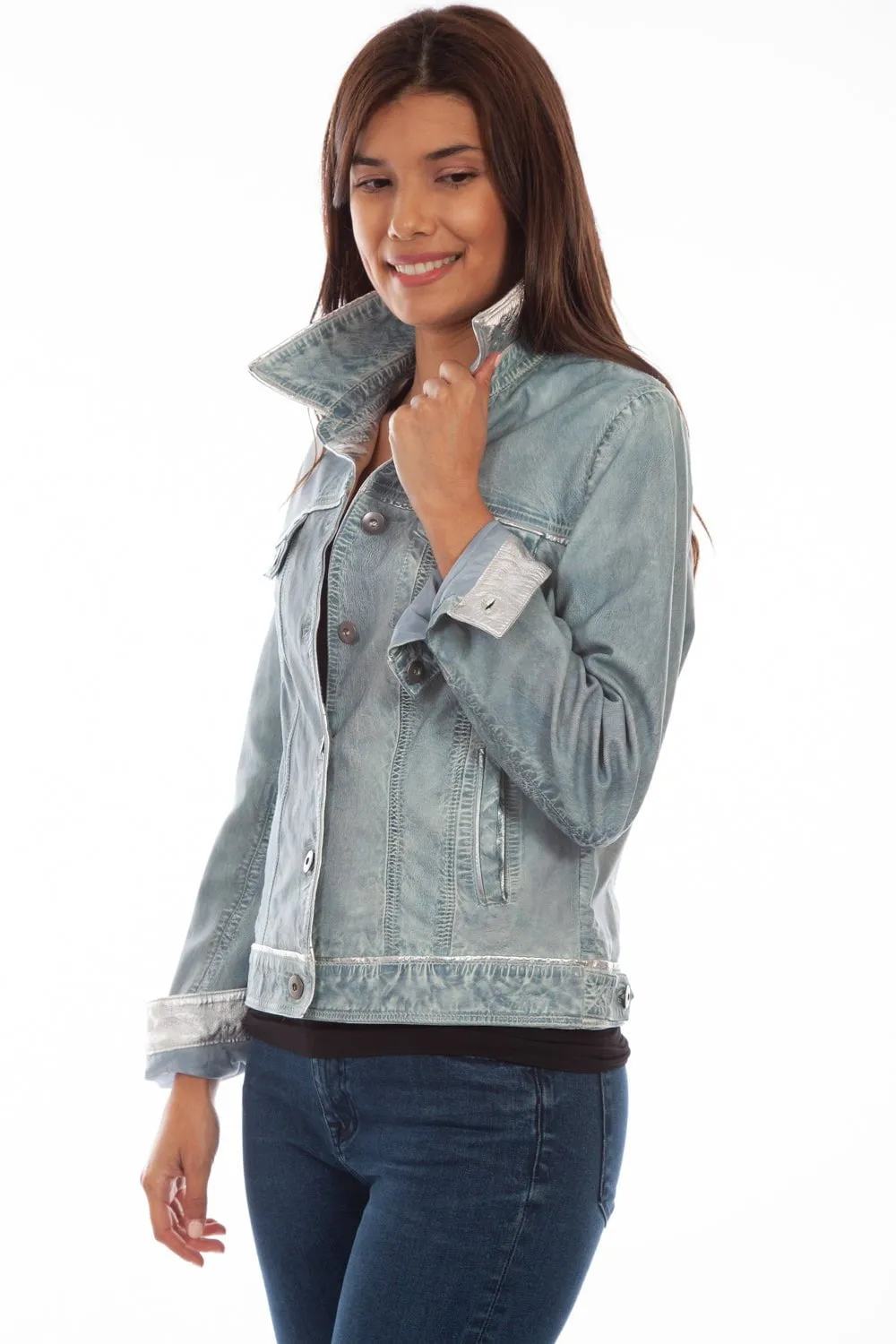 Scully Womens Denim Leather Classic Jean Jacket