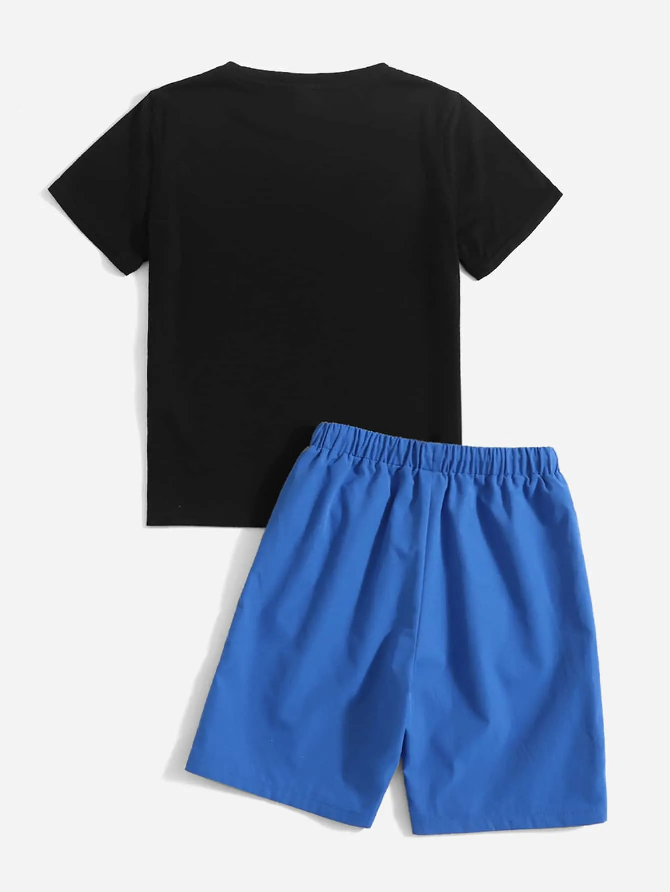 SHEIN Tween Boy Gamepad & Letter Graphic Tee & Drawstring Waist Shorts