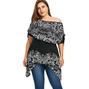 Sleeve Off Shoulder Cape T-shirts