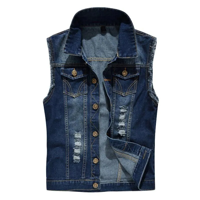 Slim fit Jeans Jacket Vest Dark Blue