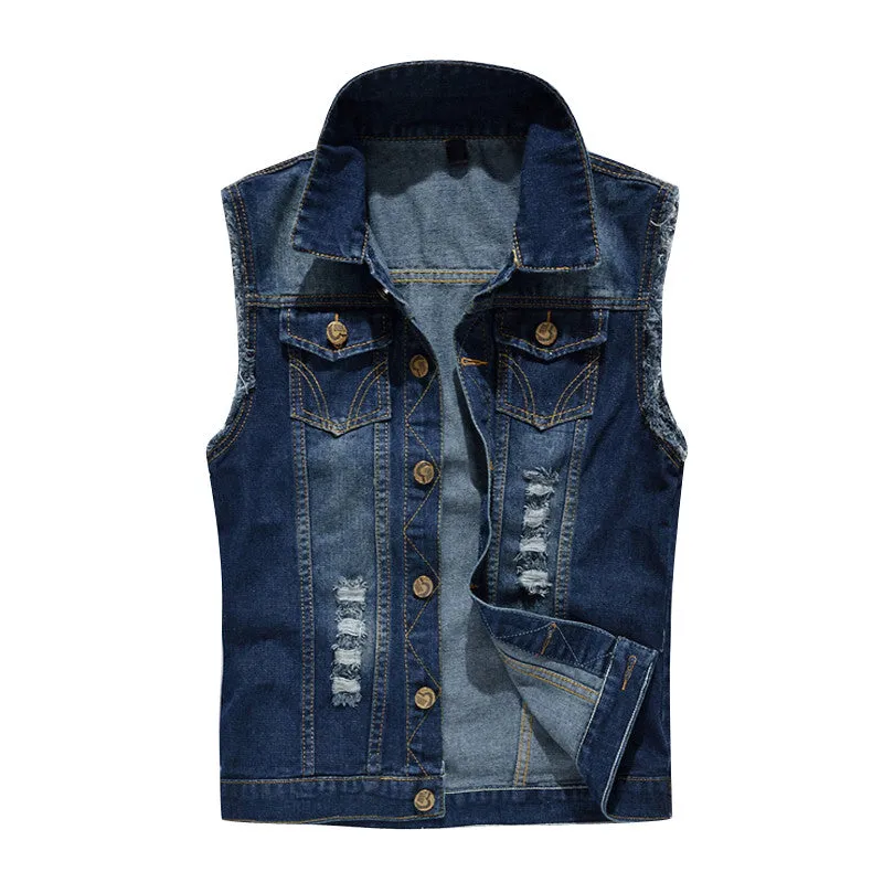 Slim fit Jeans Jacket Vest Dark Blue