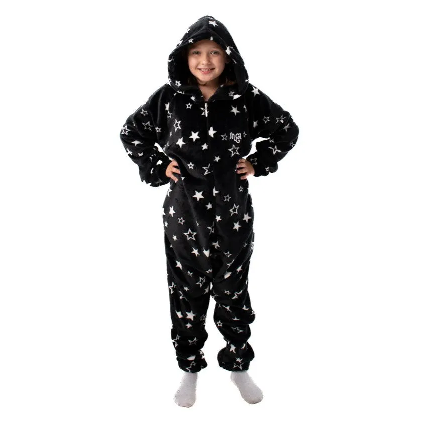 Snuggs Kids Blanket Onesie Black Stars Onesie