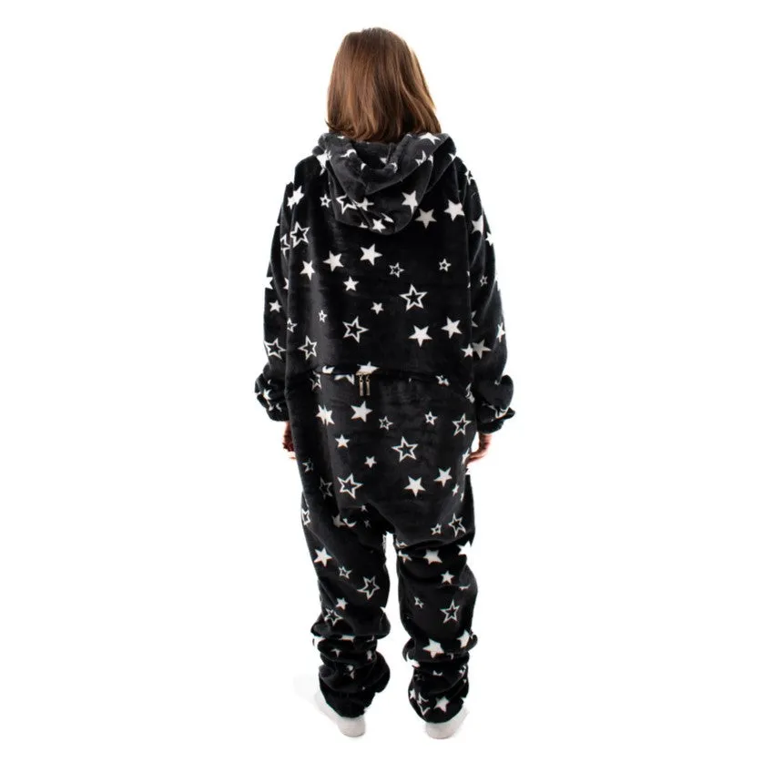 Snuggs Kids Blanket Onesie Black Stars Onesie