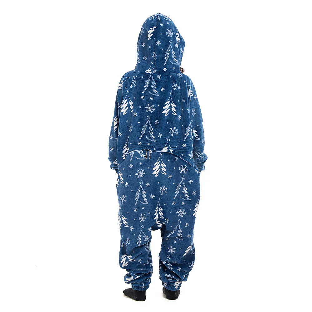 Snuggs Kids Blanket Onesie Blue Christmas Tree