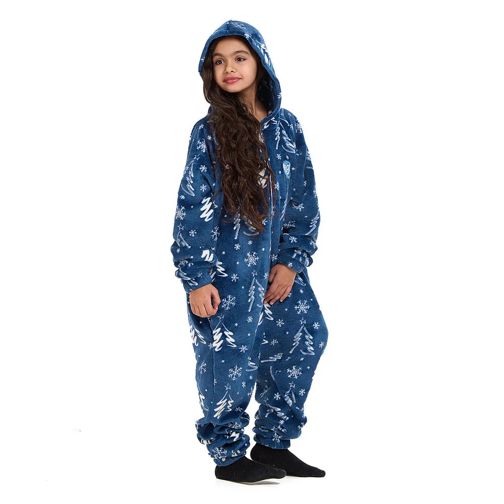 Snuggs Kids Blanket Onesie Blue Christmas Tree