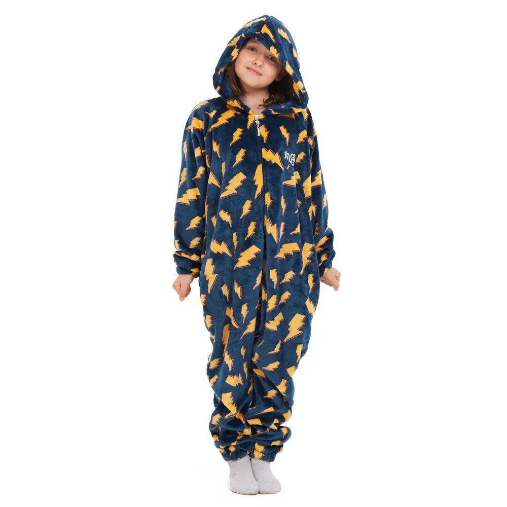 Snuggs Kids Blanket Onesie Dark Blue Bolt