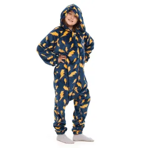 Snuggs Kids Blanket Onesie Dark Blue Bolt