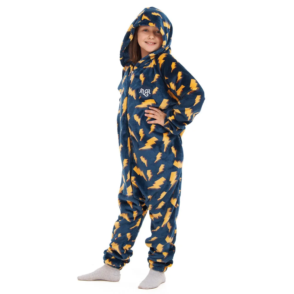 Snuggs Kids Blanket Onesie Dark Blue Bolt