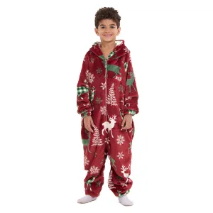 Snuggs Kids Blanket Onesie Red Christmas Deer