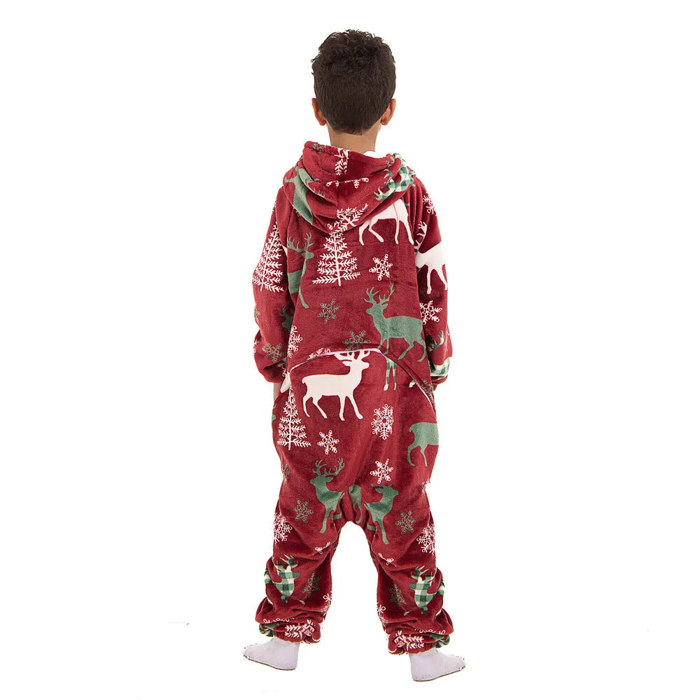 Snuggs Kids Blanket Onesie Red Christmas Deer