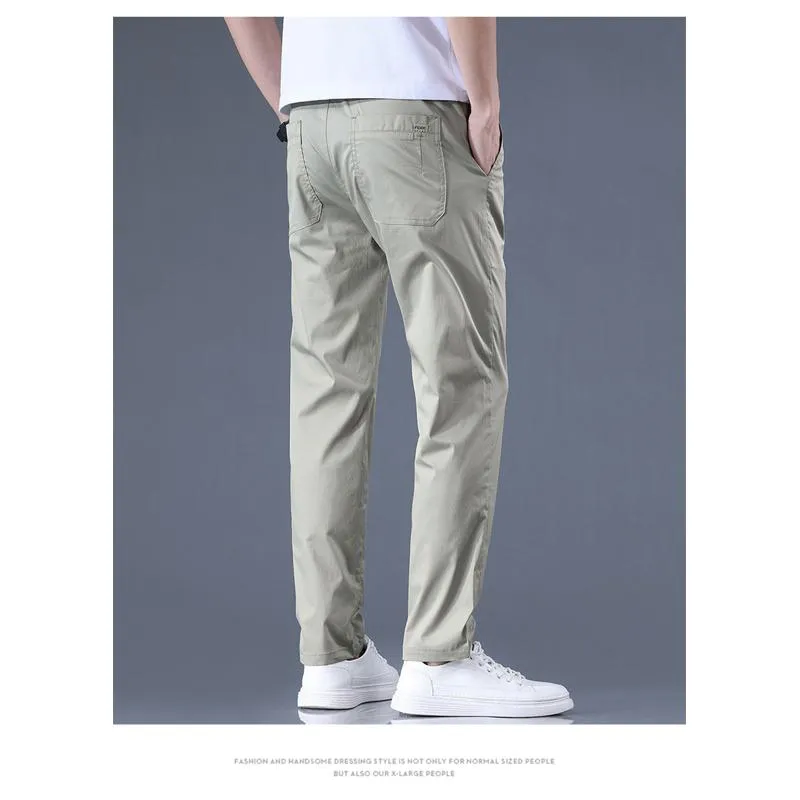 Soft Elastic Waist Breathable Lyocell Tencel Tapered Versatile Pants