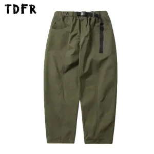 Solid Color Safari Style Casual Loose Wide Leg Cargo Pants with Adjustable Belt