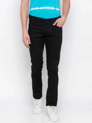 Spykar Black Cotton Skinny Fit Jeans For Men