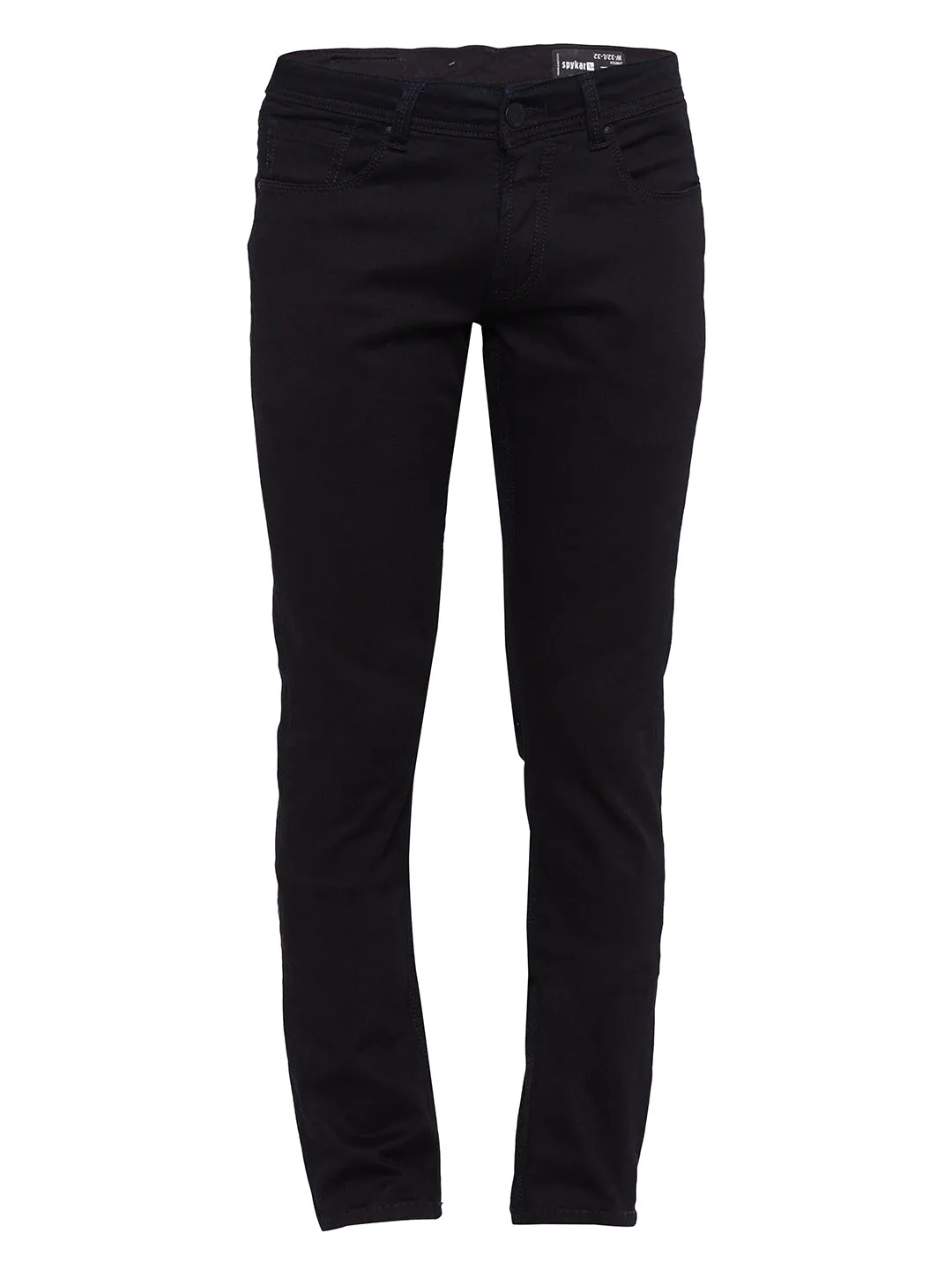 Spykar Black Cotton Skinny Fit Jeans For Men