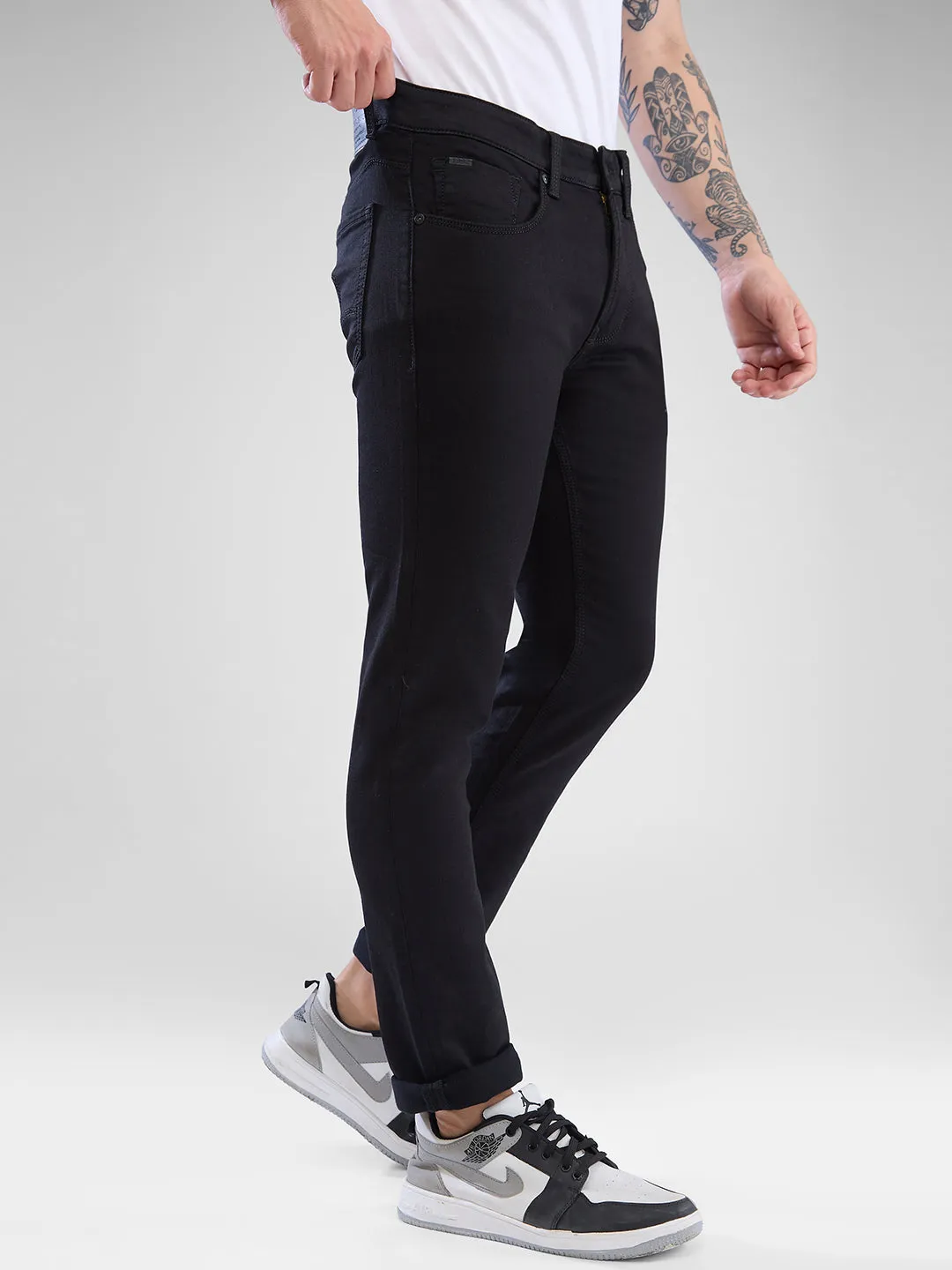 Spykar Black Regular Jeans For Men