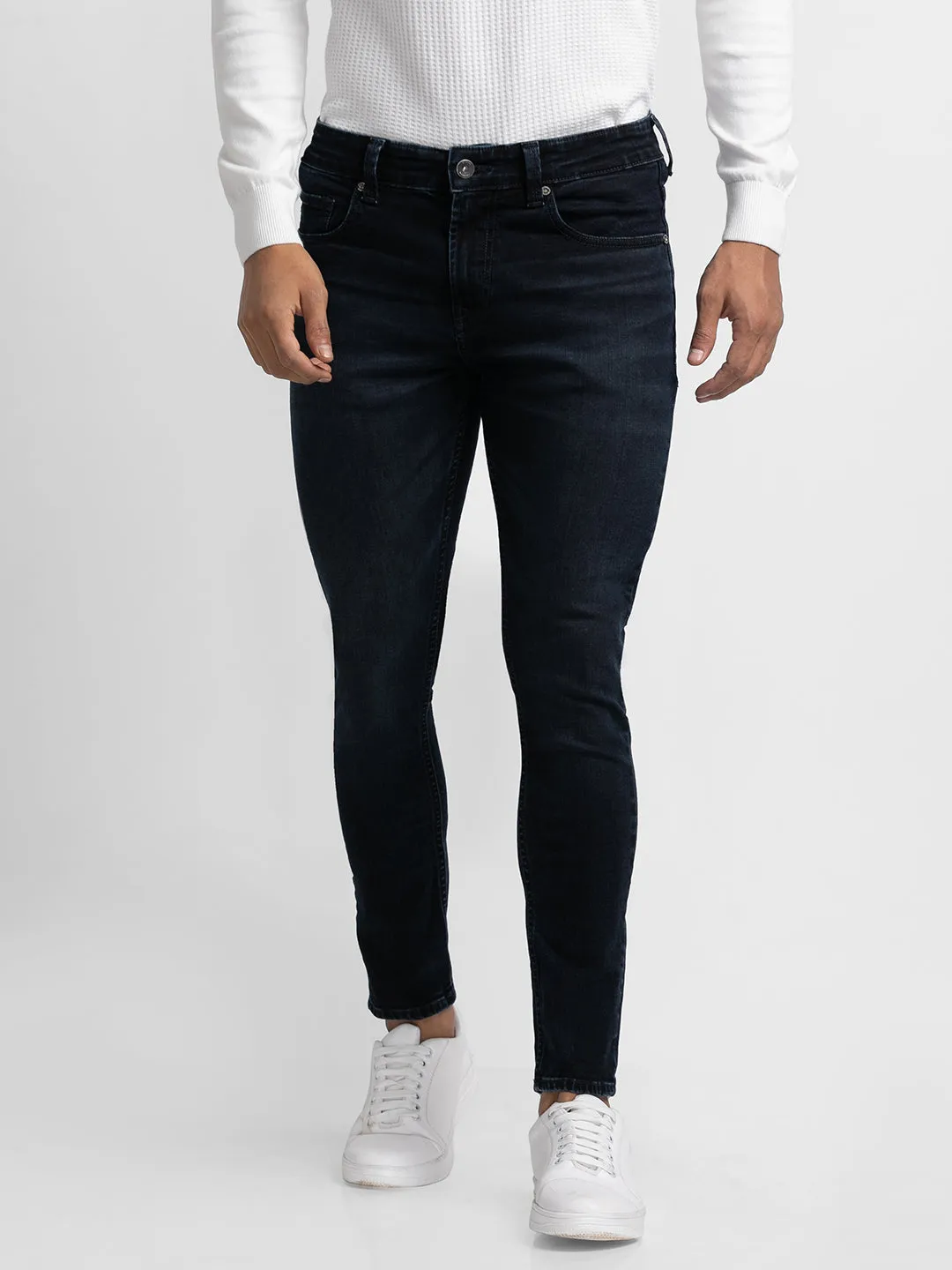 Spykar Blue Indigo Cotton Slim Fit Tapered Length Jeans For Men (Kano)