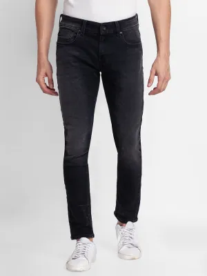 Spykar Charcoal Black Cotton Slim Fit Tapered Length Jeans For Men (Kano)