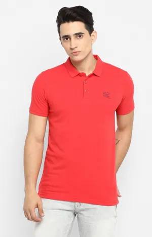 Spykar Coral Solid Slim Polo Fit T-Shirt