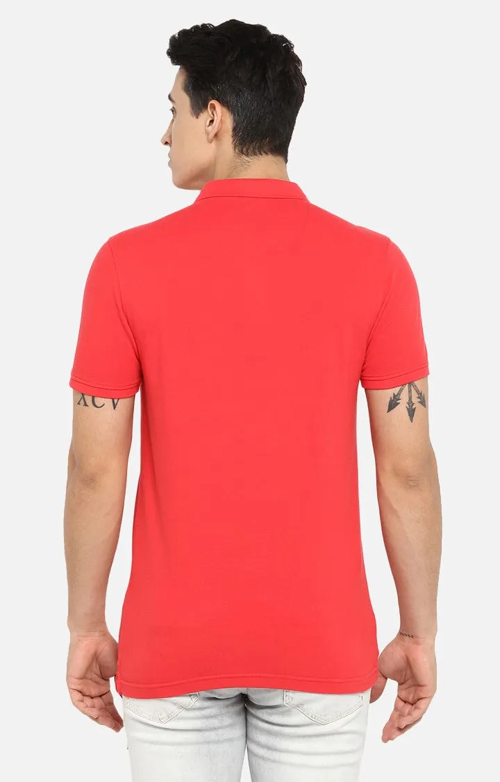 Spykar Coral Solid Slim Polo Fit T-Shirt