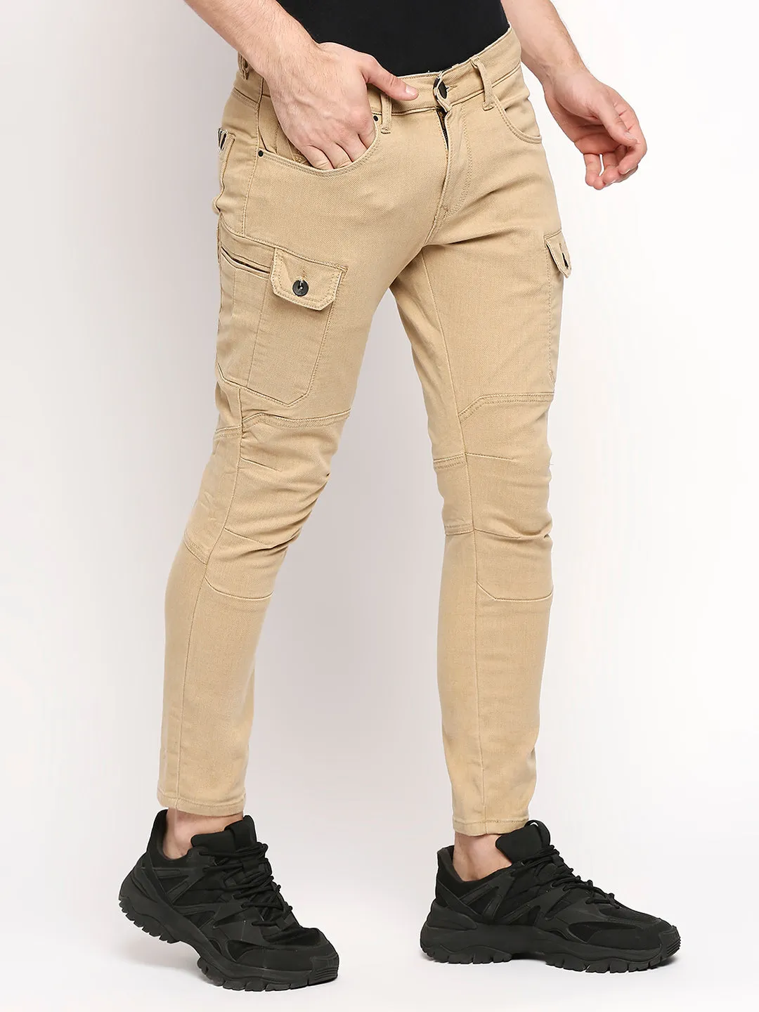 Spykar Men Beige Cotton Regular Fit Regular Length Jeans (Actif)