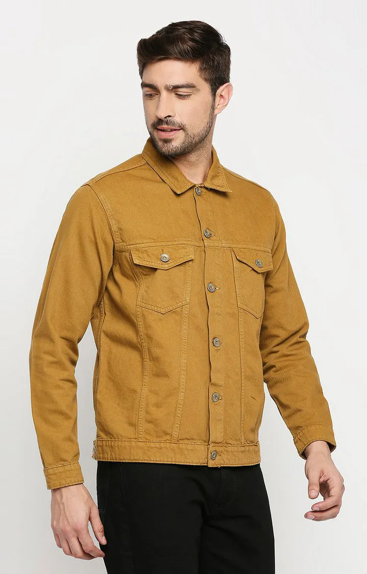 Spykar Men Beige Cotton Slim Fit Denim Jacket