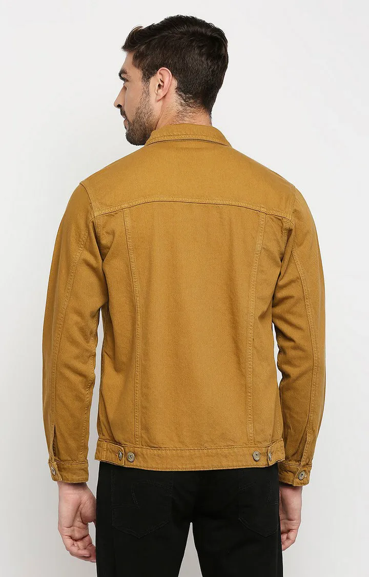 Spykar Men Beige Cotton Slim Fit Denim Jacket