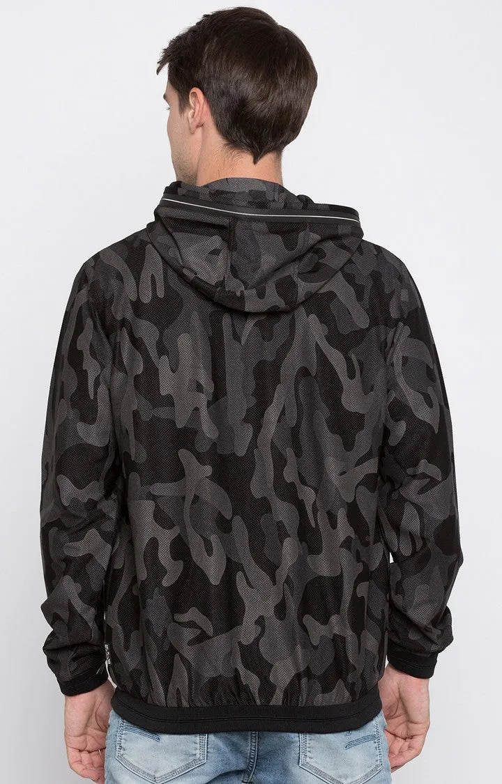 Spykar Men Black Camouflage Regular Jacket