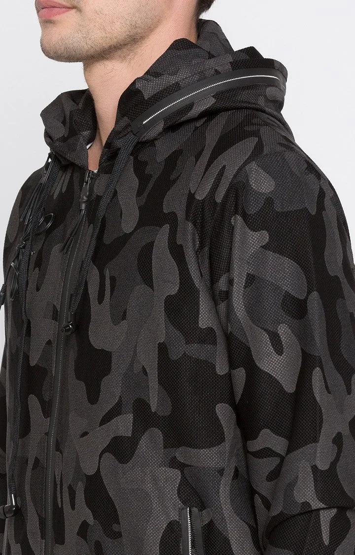 Spykar Men Black Camouflage Regular Jacket