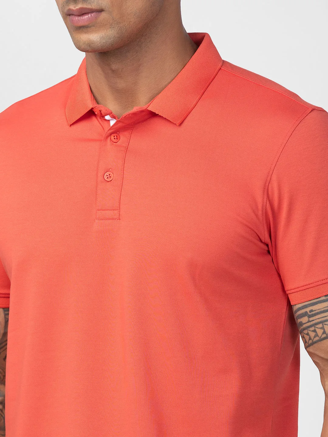 Spykar Men Haze Pink Cotton Regular Fit Half Sleeve Plain Polo T-Shirt