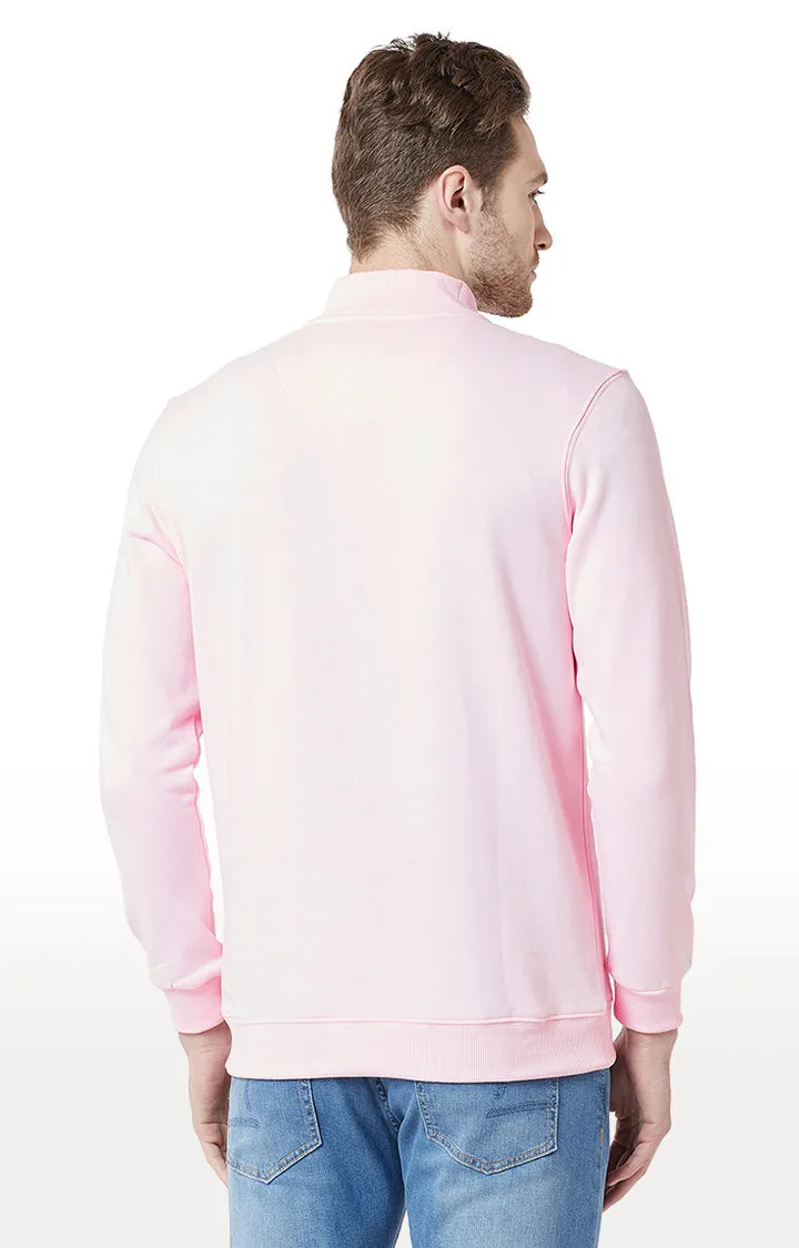 Spykar Men Pink Cotton Slim Fit Front Open Zipper Jacket