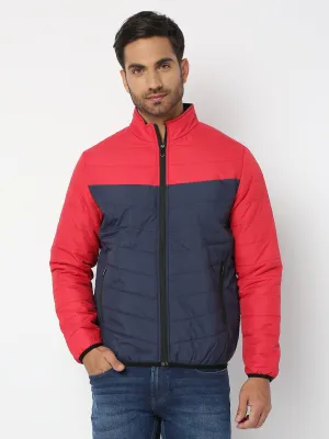 Spykar Men Red & Navy Nylon Regular Fit Jacket