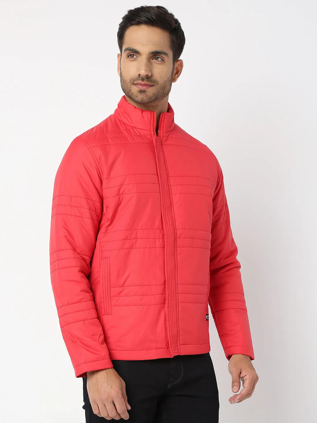 Spykar Men Red Nylon Regular Fit Jacket