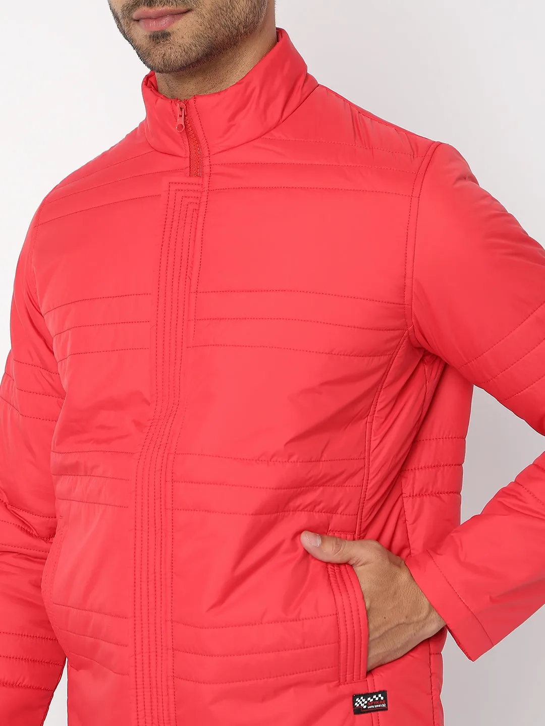 Spykar Men Red Nylon Regular Fit Jacket